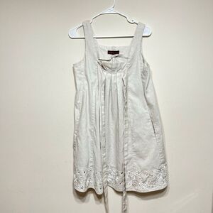 Anthropologie Ranna Gill Linen Blend Dress Eyelet Embroidered Dress Medium